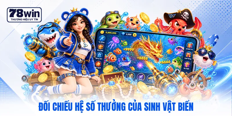 Đối chiếu hệ số thưởng của sinh vật biển